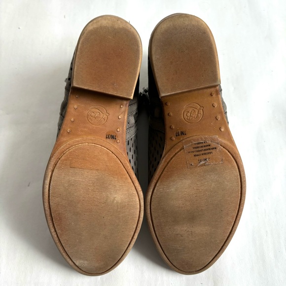 Lucky Brand Basel Double Zip Block Heel Perforated Ankle Booties Dark Stone 7M - Picture 12 of 17